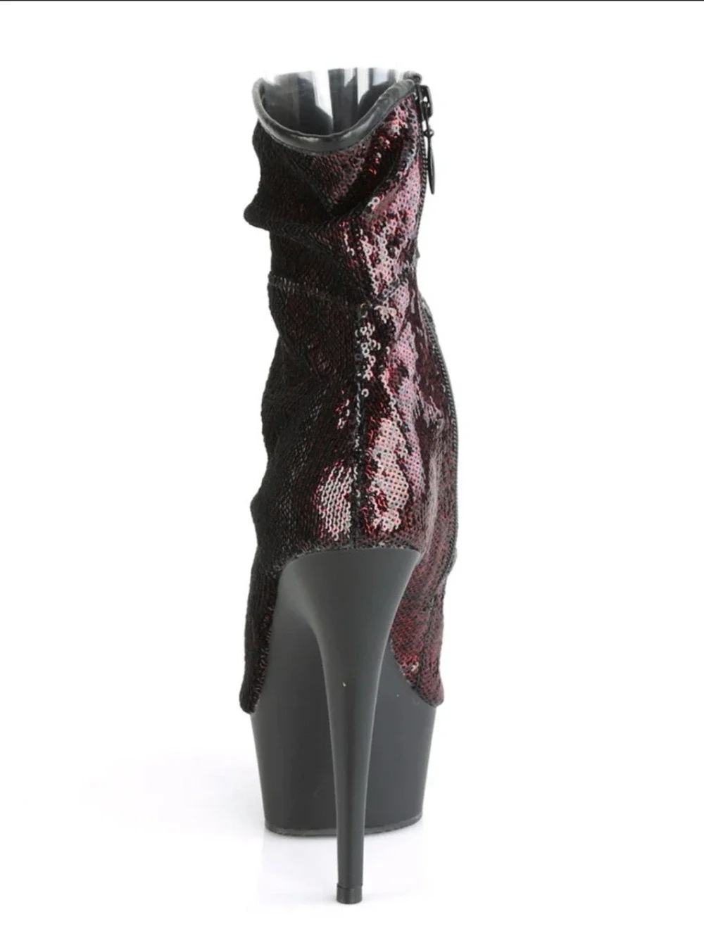 Pleaser Delight-1008SQ Burgundy Sequin Peep Toe Heels 9